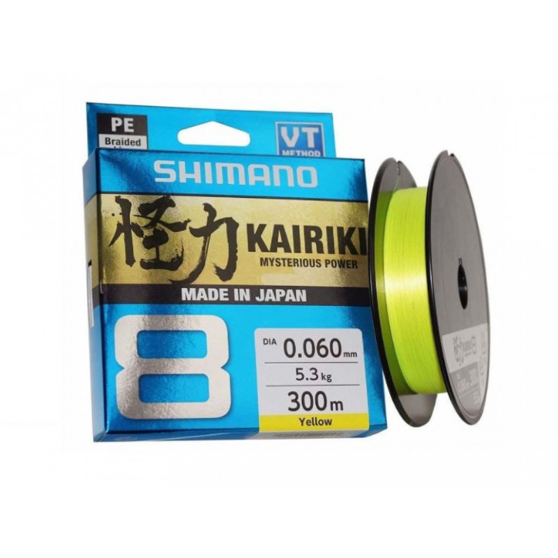 Shimano Kairiki 8 плетеный шнур 0,190mm 300m 12,0kg Yellow