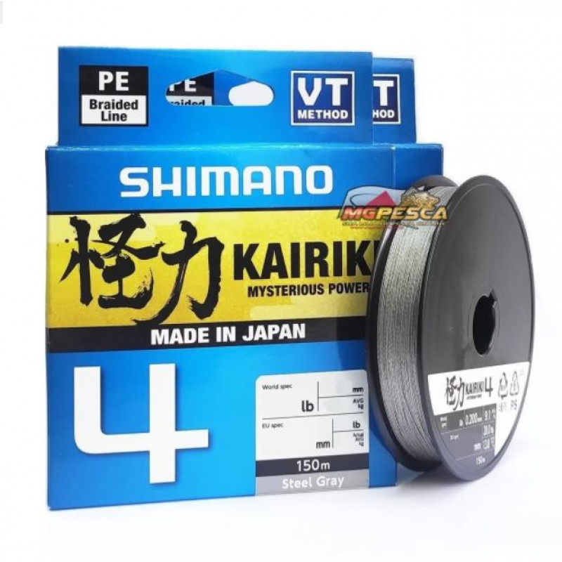 Shimano Kairiki 4 pītā aukla 0,160mm 300m 8,1kg Steel Gray