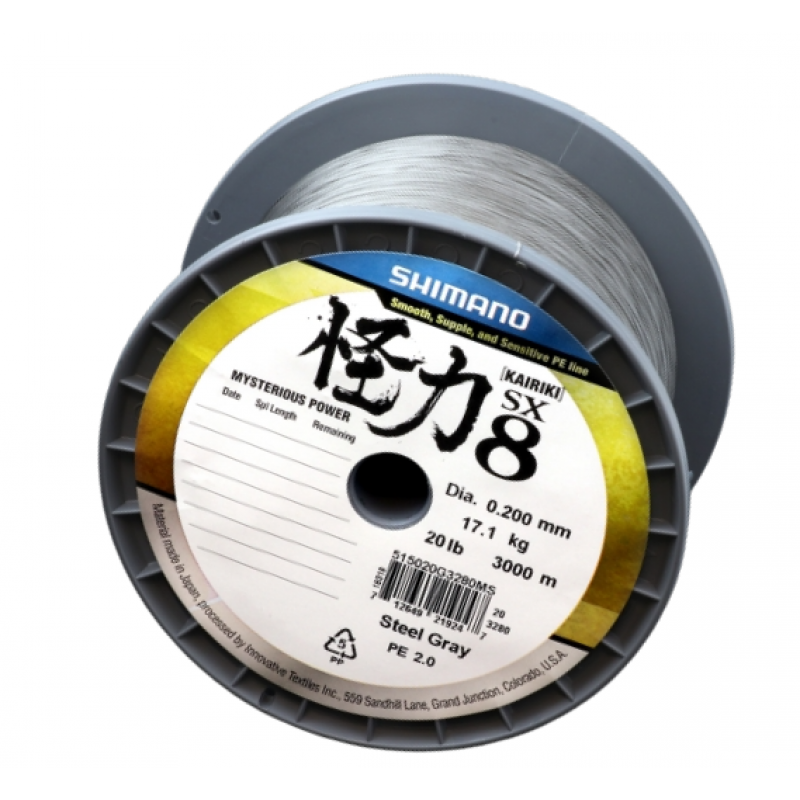 Shimano Kairiki 8 pītā aukla 0,315mm 3000m 33,5kg Steel Gray
