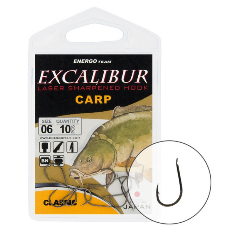 Excalibur HOOK EXCALIBUR CARP CLASSIC, BLACK NICKEL, (10 pcs/pack), SIZE 6