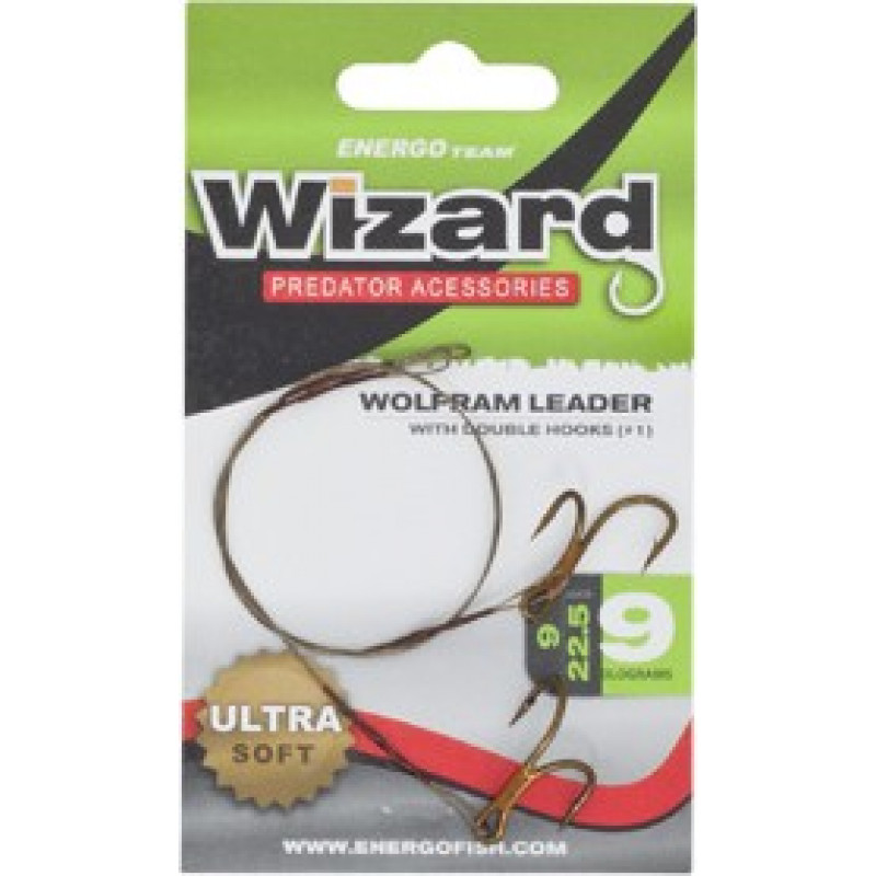 Wizard BROWN WIRE LEADER 7X7 DOUBLE HOOKS 6' 6KG 2PCS