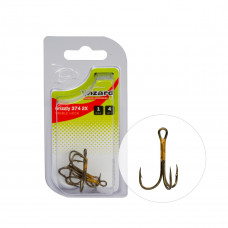 Wizard TREBLE HOOK WIZARD  374M 2X, BRONZE, (4 pcs/pack), SIZE 1