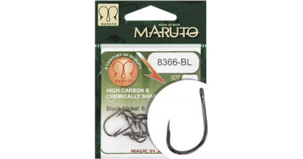 Maruto HOOK MARUTO 8366-BL, BARBLESS, BLACK NICKEL, (10 pcs/pack), SIZE 8